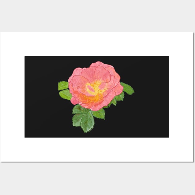 Pink Rose Botanical Drawing Wall Art by esslev